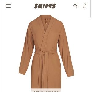 SKIMS Soft ribbed lounge robe, Cypress XL